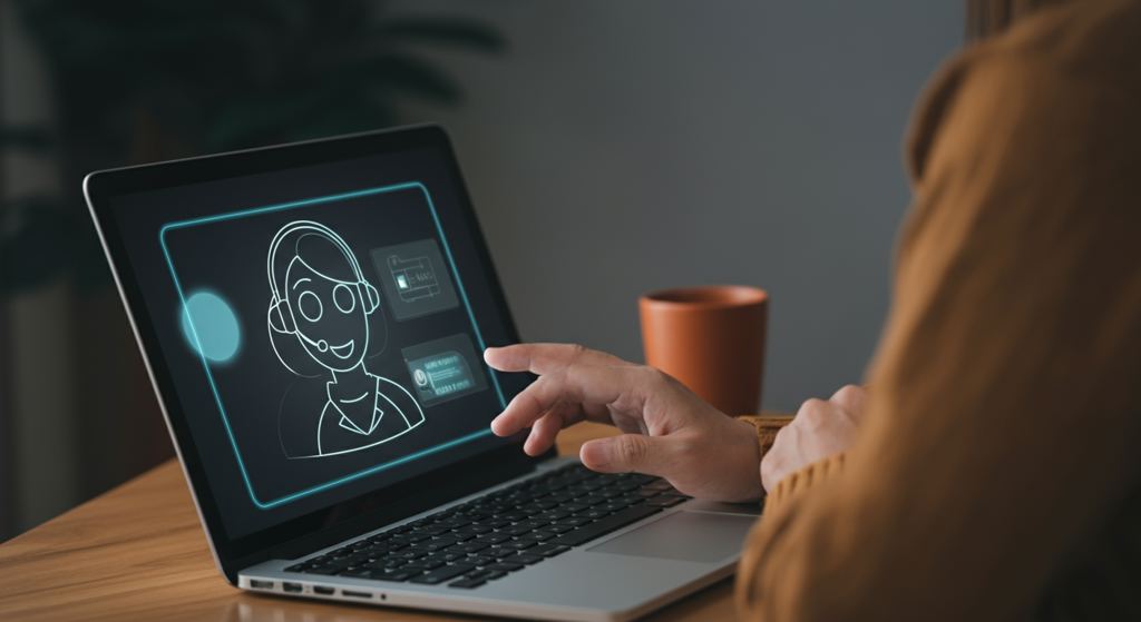 Online-Käufer erhält personalisierte Unterstützung von einem KI-Sprachagenten auf einer E-Commerce-Plattform